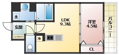 セノアタワー新大阪(1LDK/9階)の間取り写真