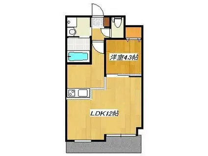 クロノスⅡ八反田(1LDK/2階)の間取り写真