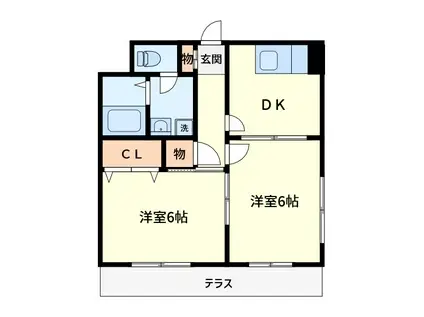 レジデンス・ツジムラII(2DK/1階)の間取り写真