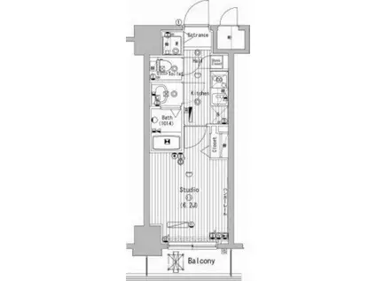 グランド・ガーラ横濱万世町(1K/8階)の間取り写真