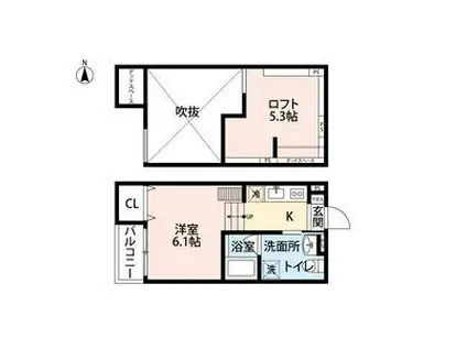 Y&Mアルタイル花園本町ワイアンドエムアルタ(1K/2階)の間取り写真