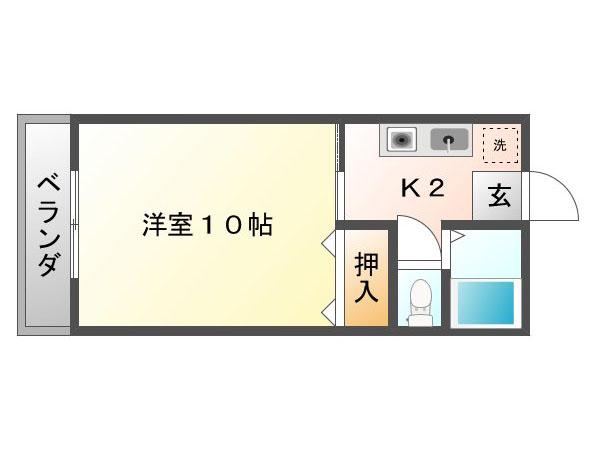 グリーンハイツ(1K/2階)の間取り写真