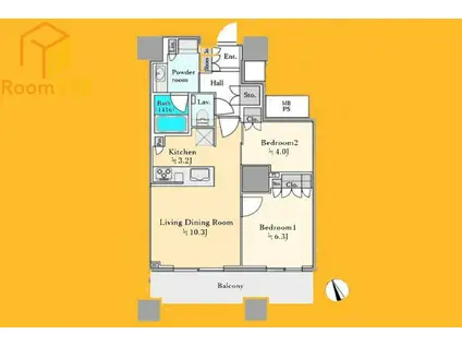 ザ・パークハウス西新宿タワー60(2LDK/16階)の間取り写真