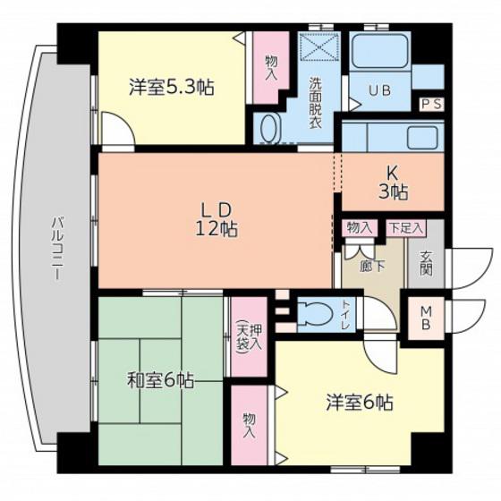 ユアコート横川(3LDK/2階)の間取り写真