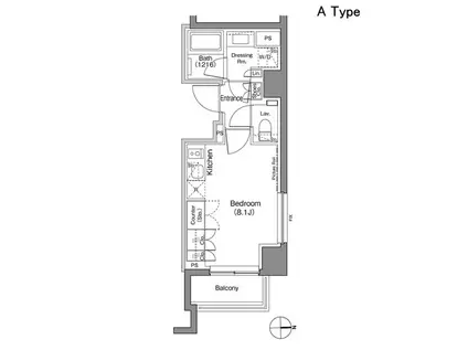 ザ・パークハビオ上野御徒町(ワンルーム/2階)の間取り写真