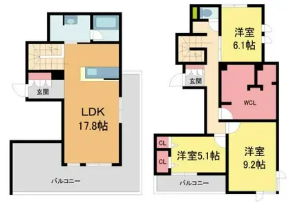 RIO BREZZA 芦屋(3LDK/2階)の間取り写真