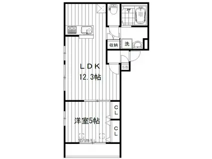 西落合1丁目メゾン(1LDK/1階)の間取り写真
