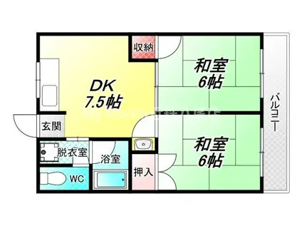 ドゥエル志紀(2DK/1階)の間取り写真