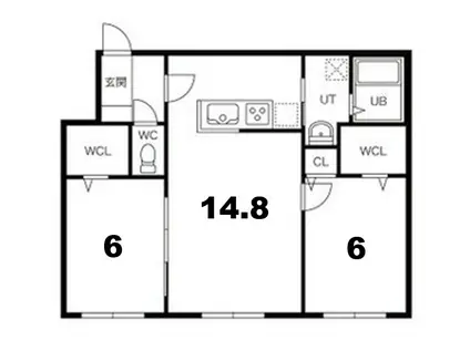 リポーソ栄通(2LDK/2階)の間取り写真