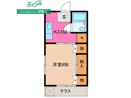 サンシャインA(1K/1階)の間取り写真