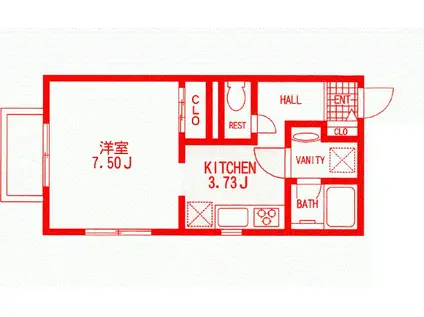 ニューロッジ蒔田II(1K/2階)の間取り写真