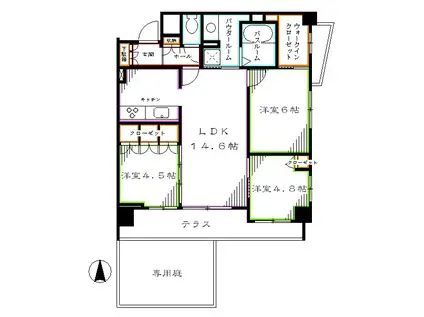 クリオ武蔵小金井フロントアヴェニュー(3LDK/1階)の間取り写真