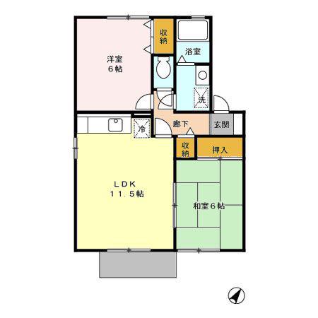 たんぽぽハウスA棟(2LDK/1階)の間取り写真