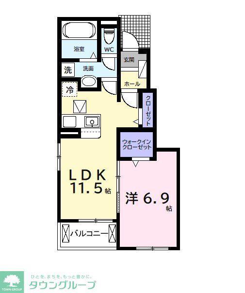 KOUWAI(1LDK/1階)の間取り写真