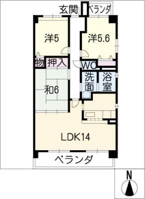 サニーコート小田井(3LDK/2階)の間取り写真