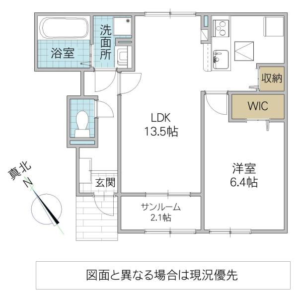 サン・マーレンVI(1LDK/1階)の間取り写真