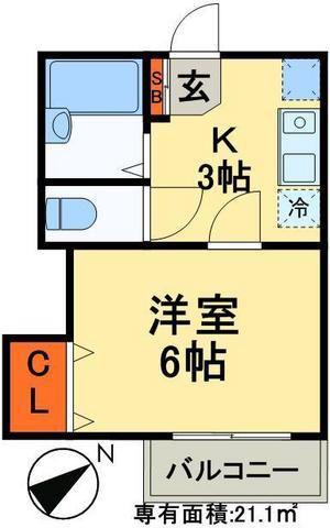 圭ハイム(1K/1階)の間取り写真