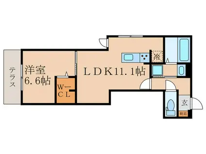 REGALO伏見(1LDK/1階)の間取り写真