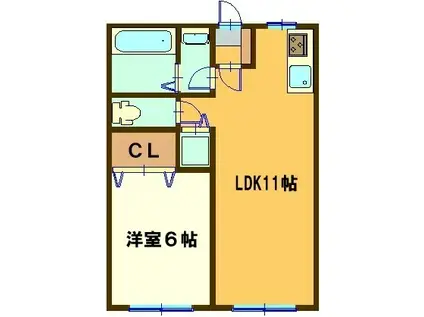 パティオ前川(1LDK/2階)の間取り写真