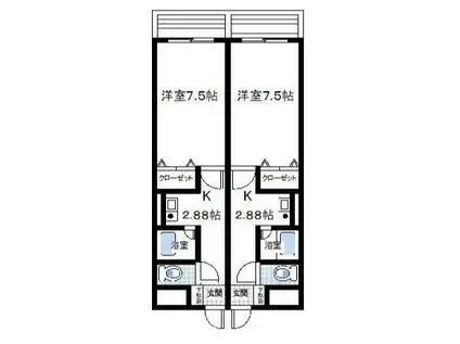 パークアヴェニューK(1K/1階)の間取り写真