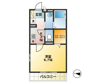 ノースフェルト(1K/2階)の間取り写真