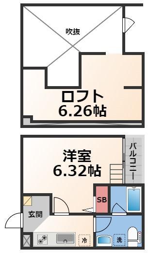 NOIX SIX(1K/1階)の間取り写真