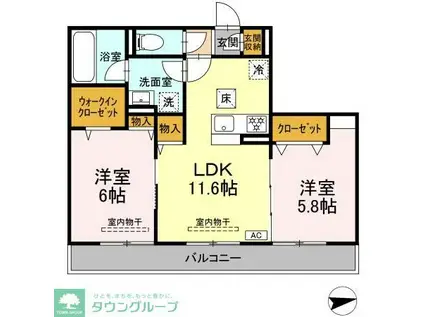 プランドール湘南(2LDK/3階)の間取り写真