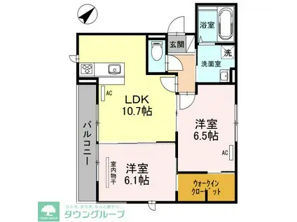 プルミエール大宮七里A(2LDK/3階)の間取り写真