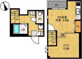 RIZEST陸前原ノ町(ワンルーム/2階)の間取り写真