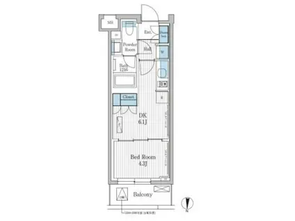 パークアクシス東陽町レジデンス(1DK/2階)の間取り写真