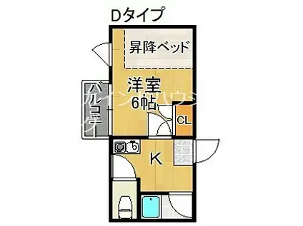 リヴァー住之江B棟(1K/4階)の間取り写真
