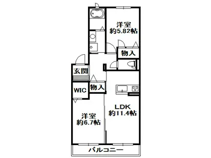シャーメゾンガーデンヴィラ(2LDK/3階)の間取り写真