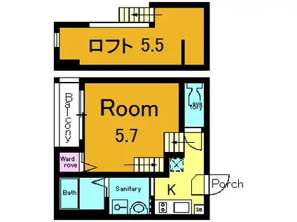 ハーモニーテラス大宅関生町(ワンルーム/1階)の間取り写真