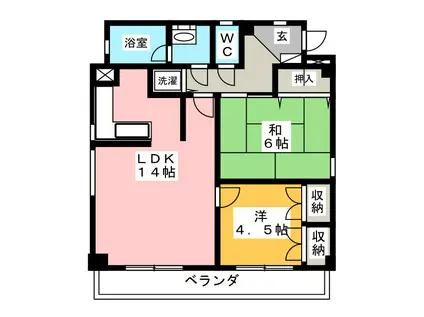 エスポアール南原(2LDK/3階)の間取り写真