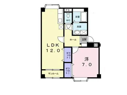 サイモンONE(1LDK/2階)の間取り写真