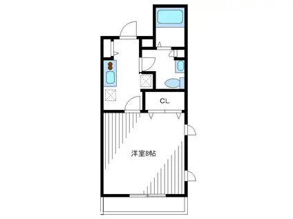 チェリーヒルズII(1K/1階)の間取り写真