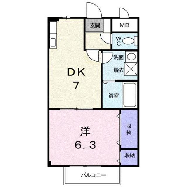 サニ-紫原I(1DK/2階)の間取り写真