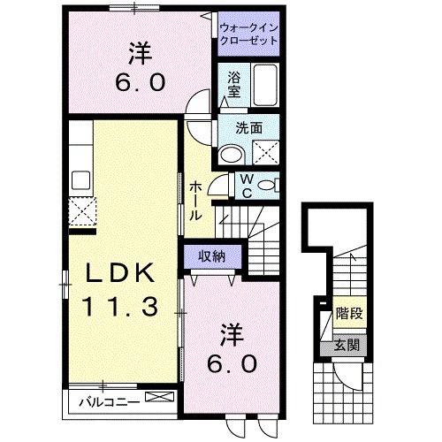アトラスK(2LDK/2階)の間取り写真
