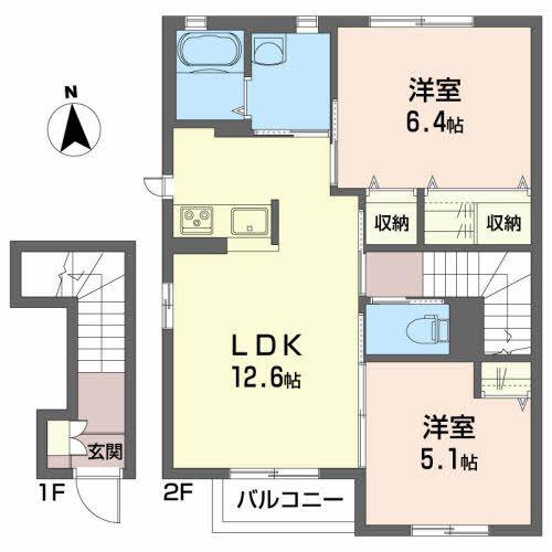 シャーメゾン・ラサ(2LDK/2階)の間取り写真