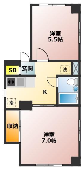 ルミエール南長崎(2K/2階)の間取り写真