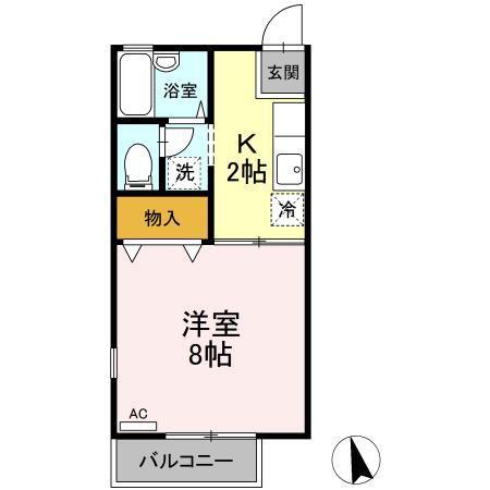 セザール昭和(1K/2階)の間取り写真