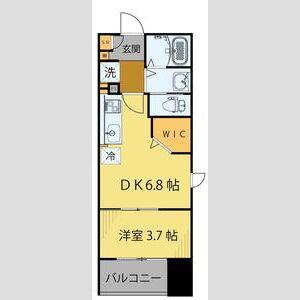 シェルグランデ鉄砲町東(1DK/14階)の間取り写真