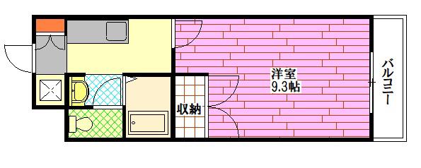 メゾン高取(1K/1階)の間取り写真
