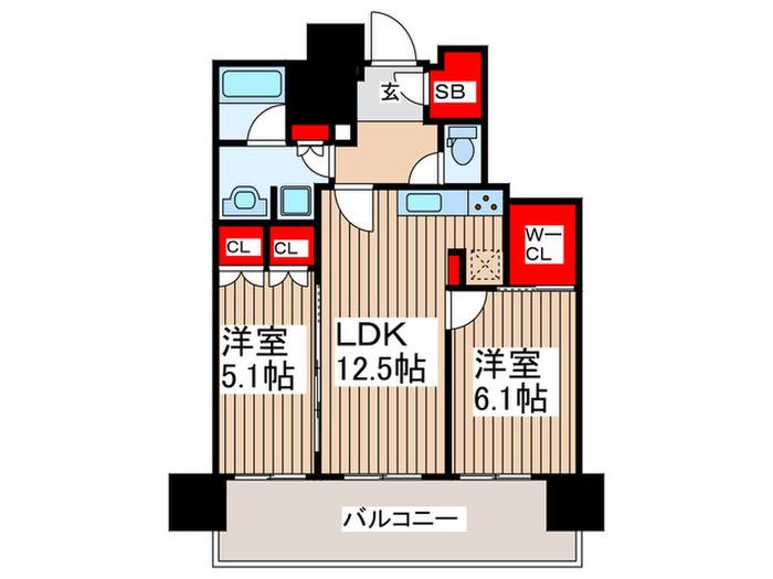 パークシティ柏の葉キャンパス ザ・ゲートタワー(2LDK/35階)の間取り写真