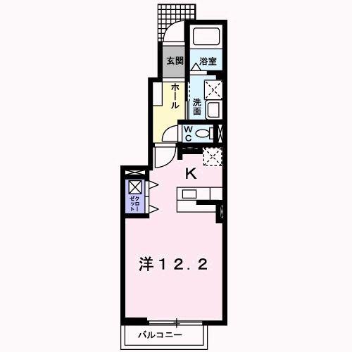 アイリス柿本B(ワンルーム/1階)の間取り写真
