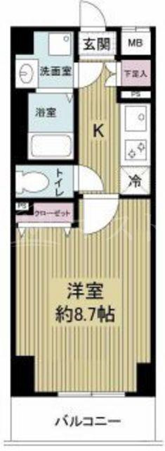 ドゥーエ玉造(1K/4階)の間取り写真