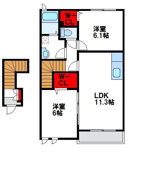 プティ アンジュII(2LDK/2階)の間取り写真