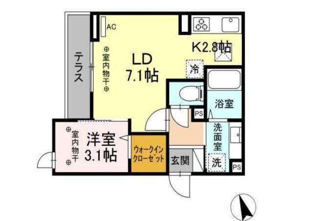 メゾン錦町(1LDK/3階)の間取り写真