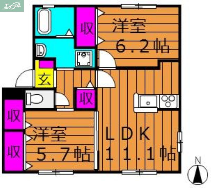 グレイス今(2LDK/1階)の間取り写真