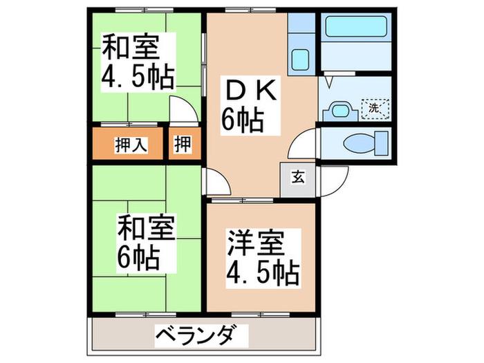 パナホーム京谷(3DK/2階)の間取り写真
